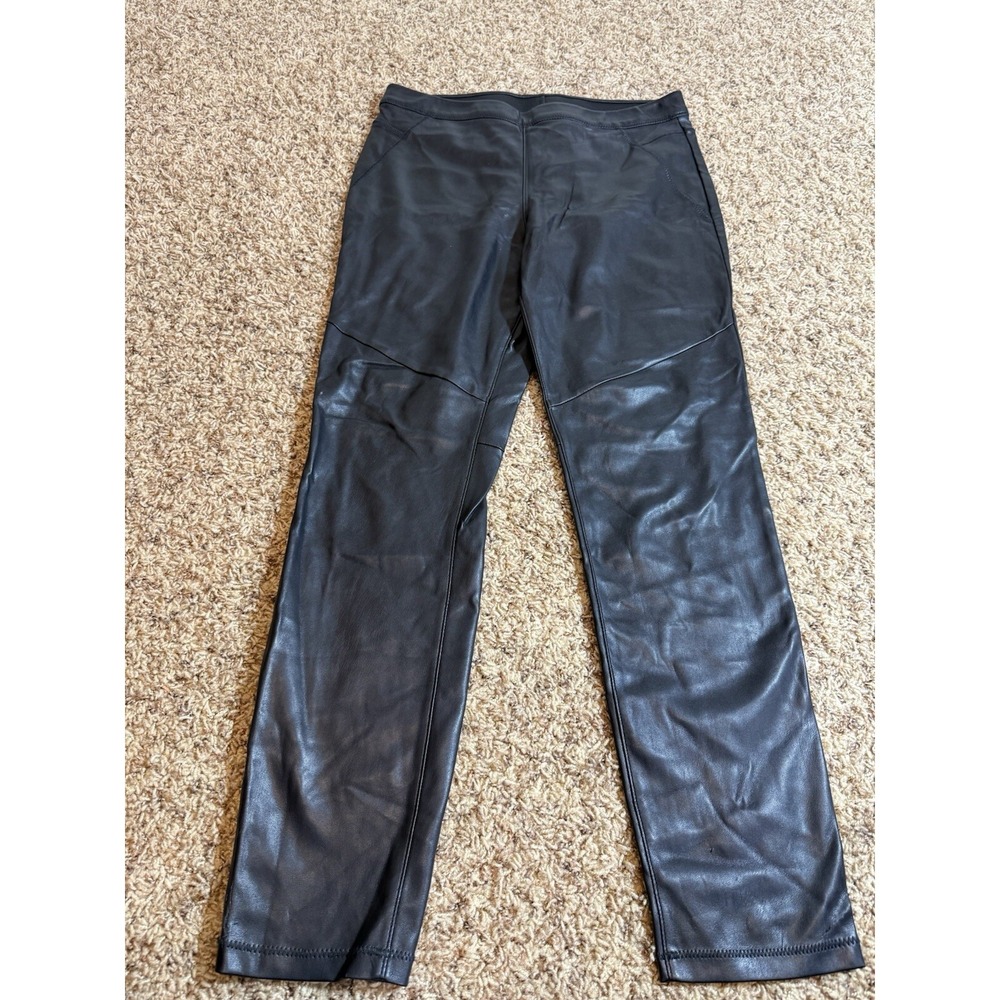 Free People Womens Black Vegan Faux Leather Ankle Leggings Pants Size 29